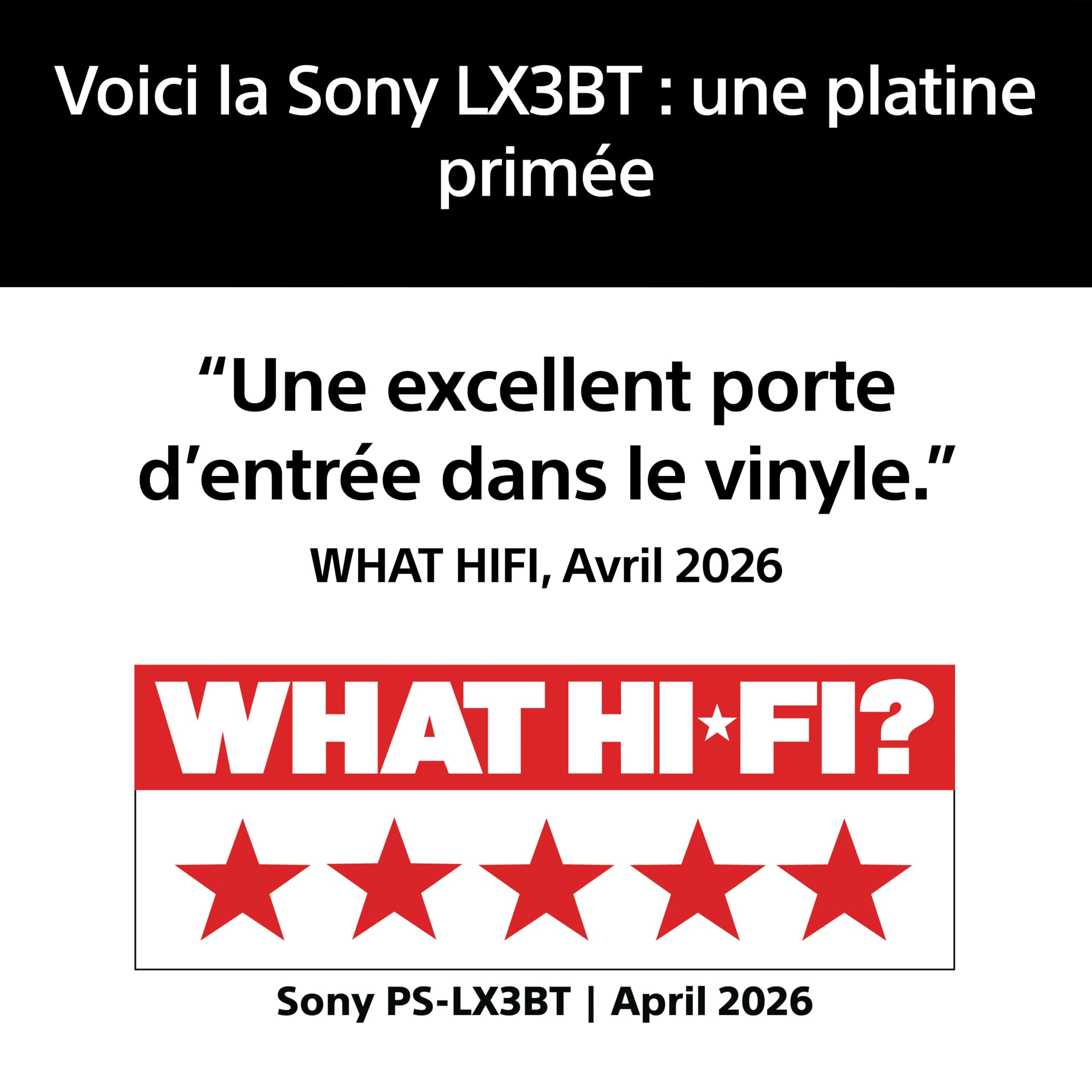 Sony PS-LX3BT Platine Vinyle Bluetooth Noir, Le Vinyle simplifié : élégant, sans Fil et sans Effort.