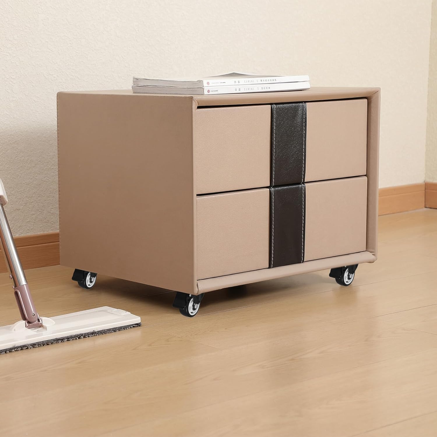 SUPVOX 2pcs 3-inch Silent Small Caster Wheels with Brake, Heavy Duty Furniture Casters for Office Chairs, Bedroom, and Medical Equipment, M12x30 Threaded Stem Replacement