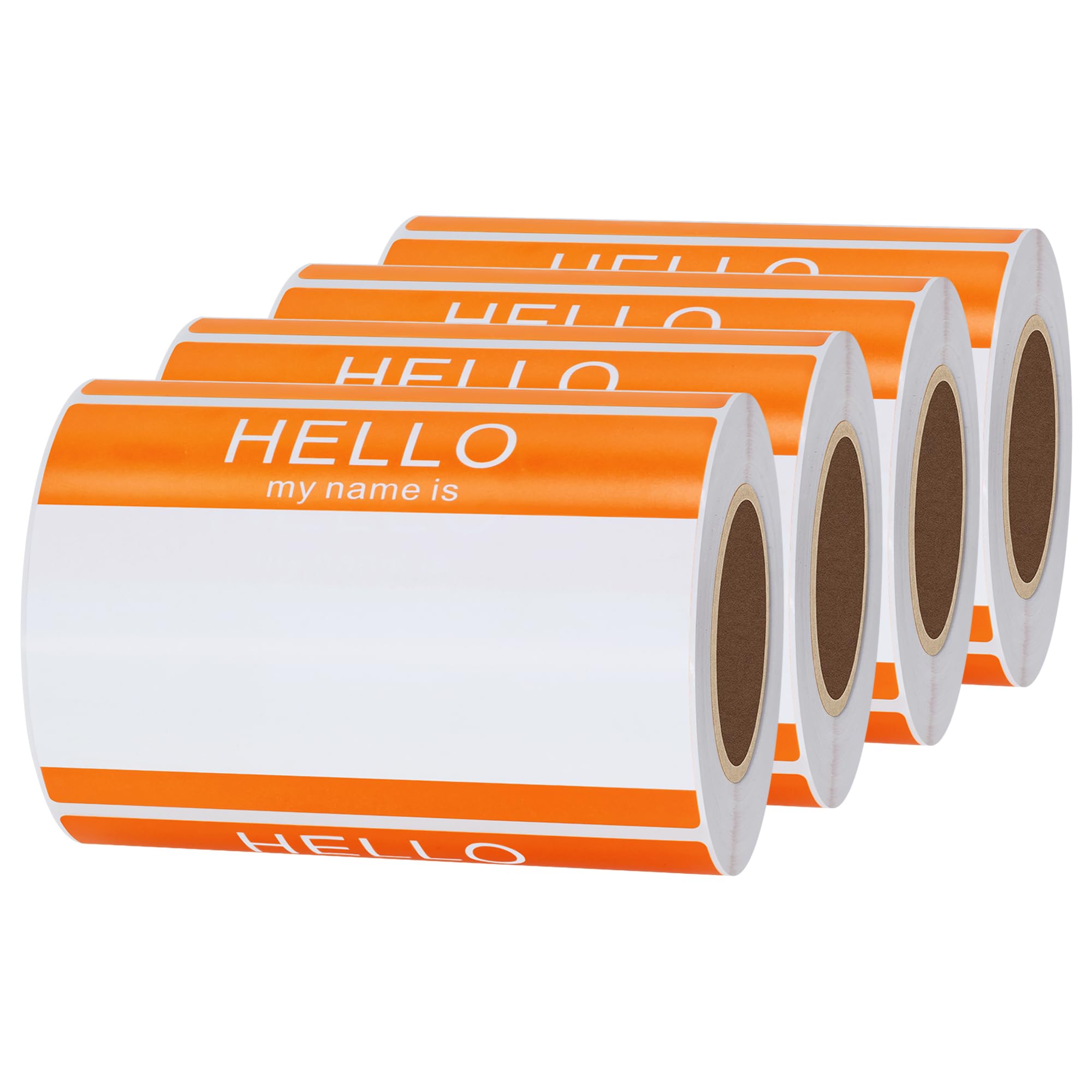 Hycodest Hello My Name is Labels, 200 Stickers of One Roll Writable Name Tag 2.25 x 3.5 Inch Name Badges for Events, Conferences, and Parties (Orange,