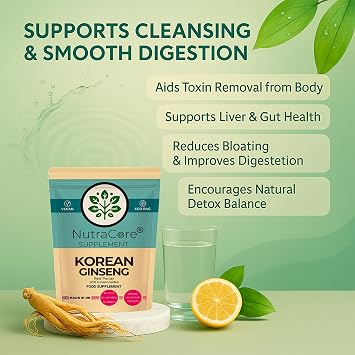 Korean Ginseng Capsules 5000mg (10:1 Extract) – 50% Ginsenosides – Red Panax Ginseng Supplement – Energy, Focus & Vitality Support – Vegan, Non-GMO, No Fillers – Made in UK – NutraCore (90 Caps)