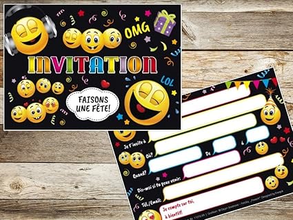 Edition Colibri Fr Invitations Smiley En Francais Lot De 10 Cartes D Invitation Rigolotes Smileys Emoticones Pour Un Anniversaire Ou Pour Une Discotheque Amazon Fr Cuisine Et Maison