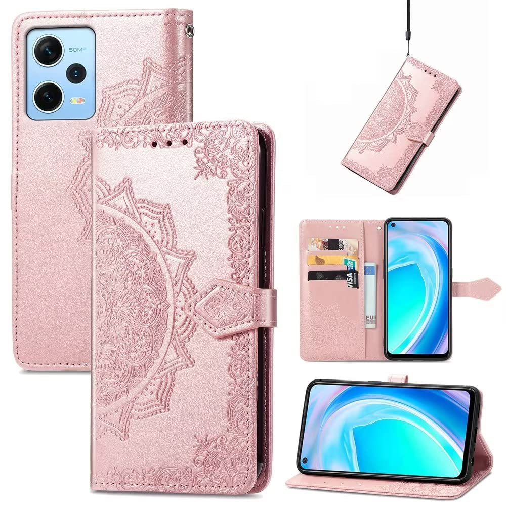 HONLEN Custodia per Redmi Note 12 (4G) Cover, (6.67 Inches) Premium PU Pelle Wallet Magnetica Flip Case con Stampata Mandala, 3 Slot Schede, Stand Cover