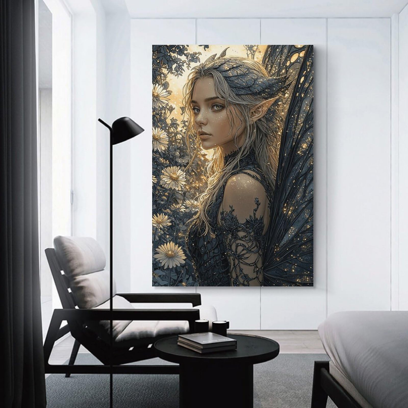 Junmoney Unframe-Style-23 Fantasy Fairy Wings Dress Canvas Wall Picture, 12X18inch(30X45cm), For Study, Office Or Focused Interiors, Home Office Artwork With Decorative Appeal