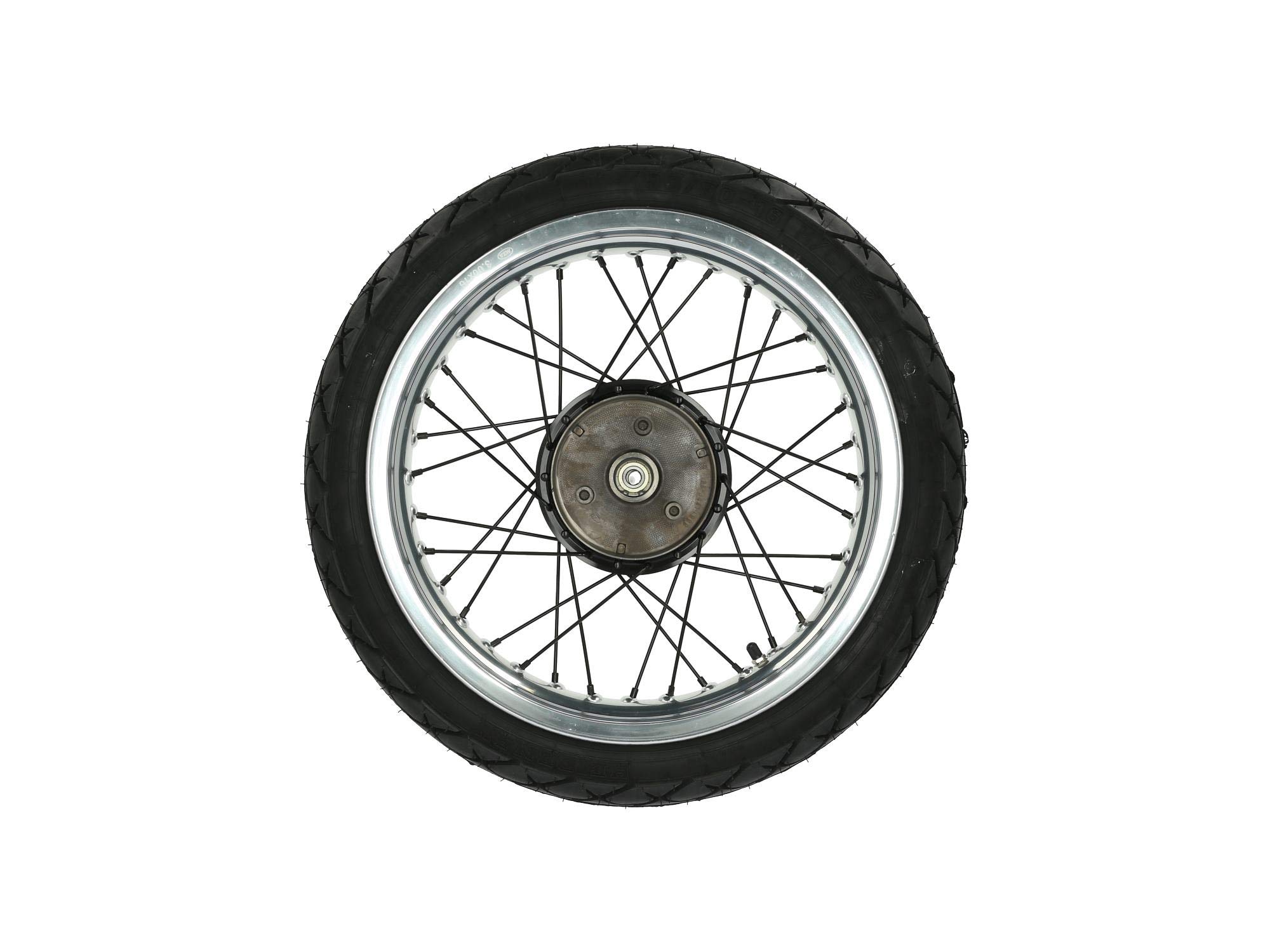 AKF Tuning-Komplettrad hinten 3,0x16"" Alufelge + Nabe und Speichen schwarz + Reifen 90/80 Heidenau K63