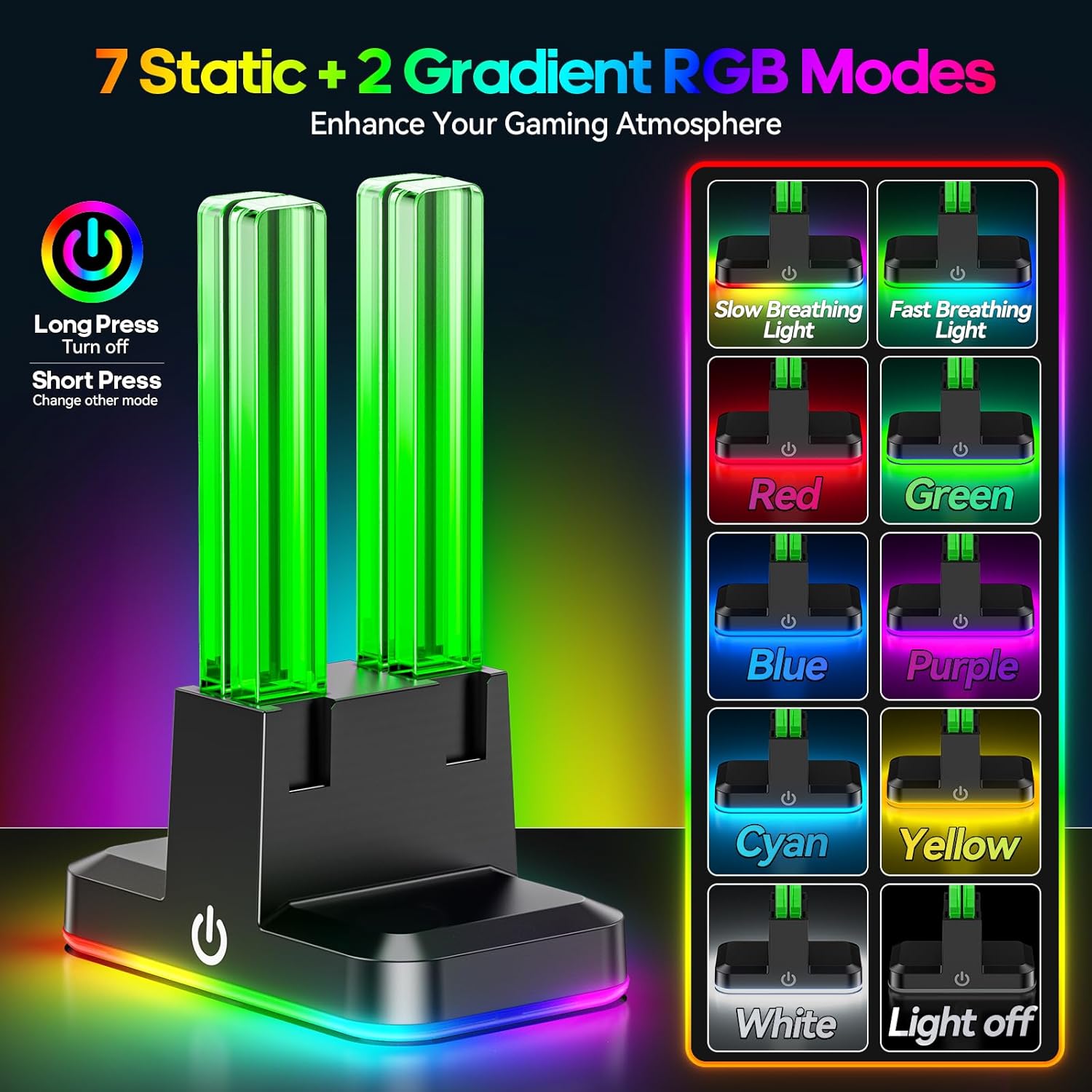 Switch Controller Charger for 4 Joycons with 9 RGB Light Modes, Joy con Charger Stand with LED Indicators, Switch Charging Dock Station for Joycon Charging for Nintendo 64 Console - Image 3