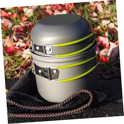 Miniatura 8 de GRIRIW Juego de ollas de camping portátiles de 2 piezas, mango ligero para utensilios de cocina al aire libre, senderismo, mochilero