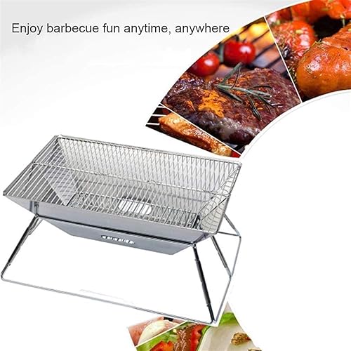Miniatura 7 de Parrilla de carbón para barbacoa de acero inoxidable al aire libre Parrilla de carbón portátil plegable para acampar Parrilla de carbón portátil