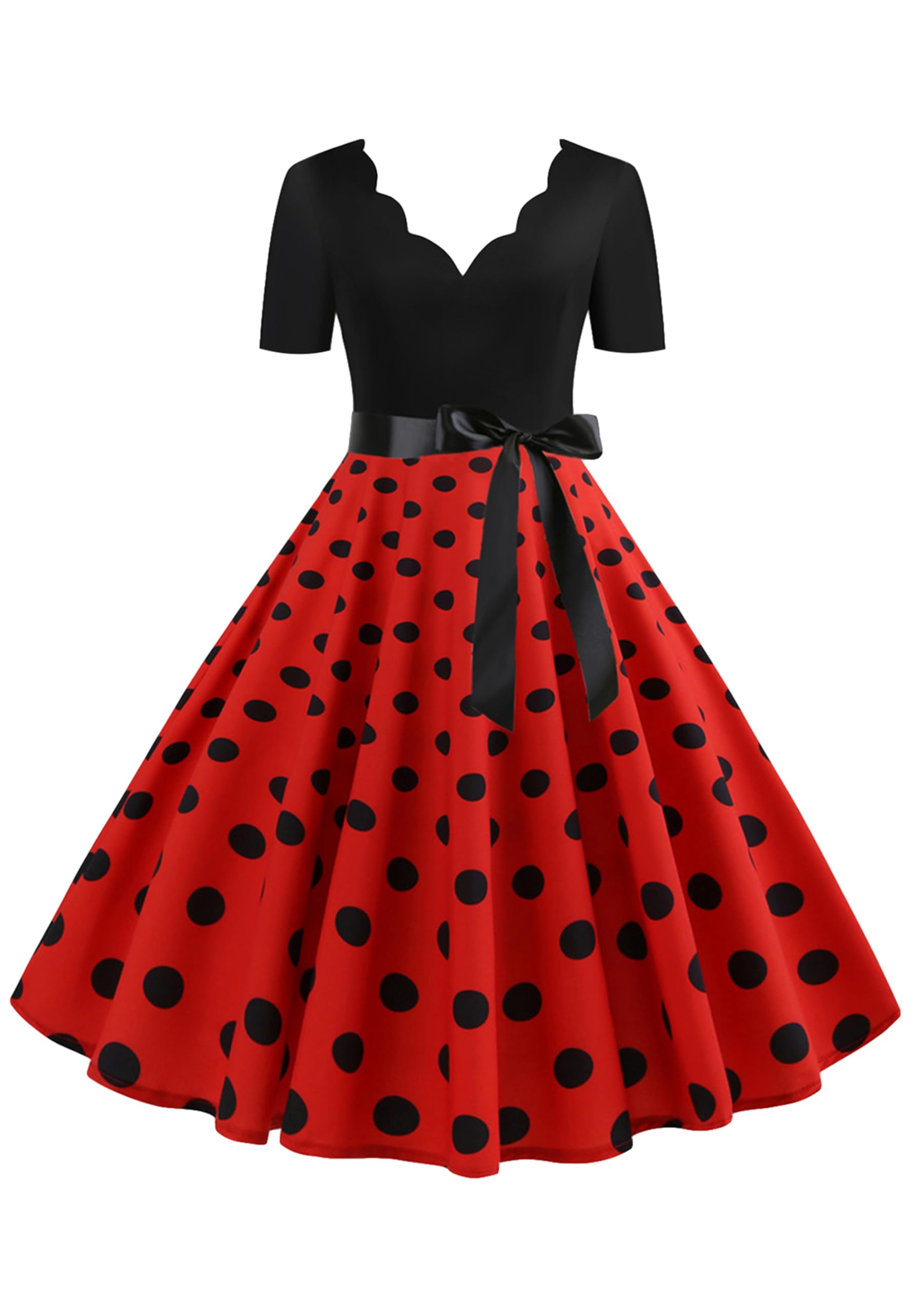 Abito Cocktail Vintage retrò a Maniche Corte da Donna Abiti Cocktail Stile Hepburn Abiti Vintage retrò Rockabilly