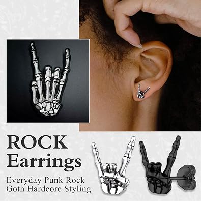 Suplight skull earrings for men, Sterling Silver Earrings Cool Earing Stud Halloween Collection