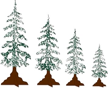Winter Decorations Wooden Christmas Tree Decor for Home Indoor Winter Tree Tiered Tray Table Centerpiece Decor