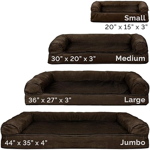 Miniatura 6 de Furhaven - Cama para perros con espuma de gel refrescante, estilo sofá de felpa y gamuza con funda extraíble y lavable, color expreso, tamaño jumbo