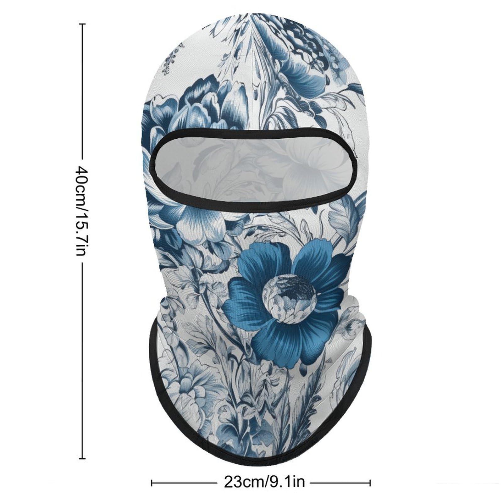 Balaclava Blue and White Floral Pattern Full Face Mask Summer Face Cover Outdoor Sun Protection Neck Gaiter Men Women