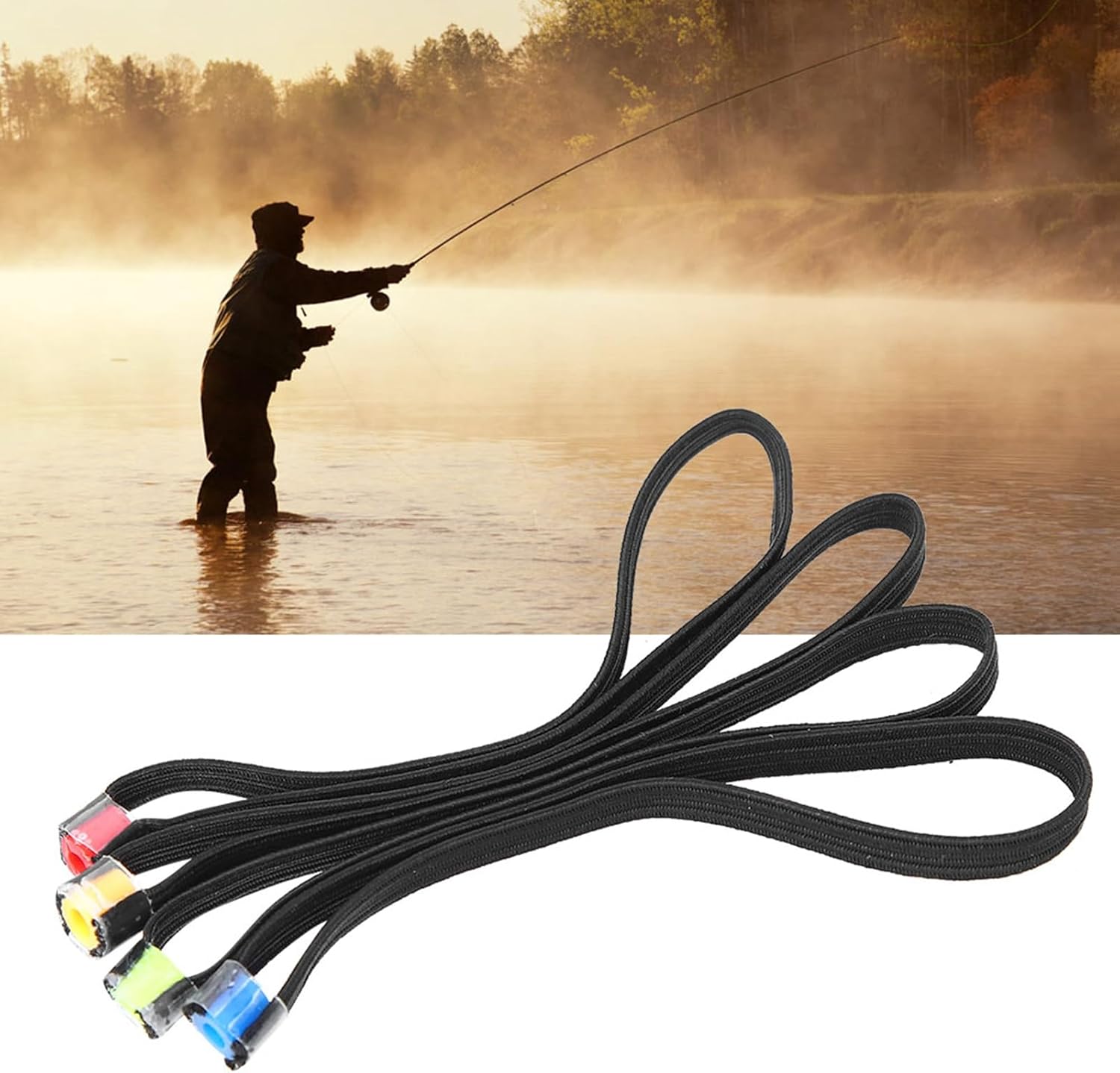 Yctze Fly Fishing, Tippet Rings,Tippet 4PCS Elastic Fabric Lightweight Fishing Tippet Spool Ring Fish Wire Loop Tackle Accessory