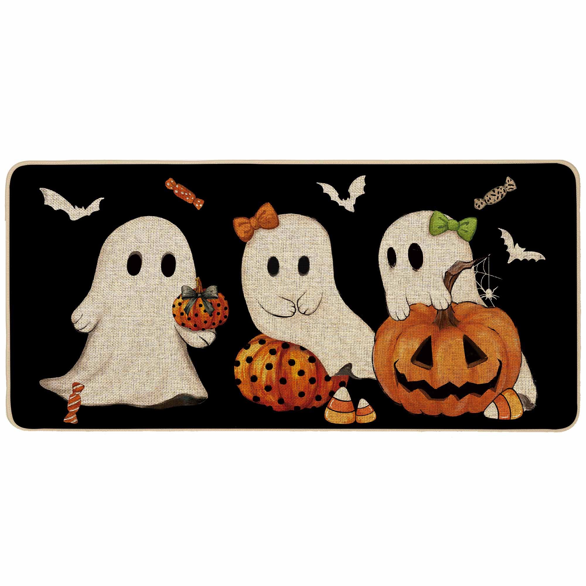 Baccessor Capacho grande preto fantasma de Halloween, exterior, assustador, abóboras,