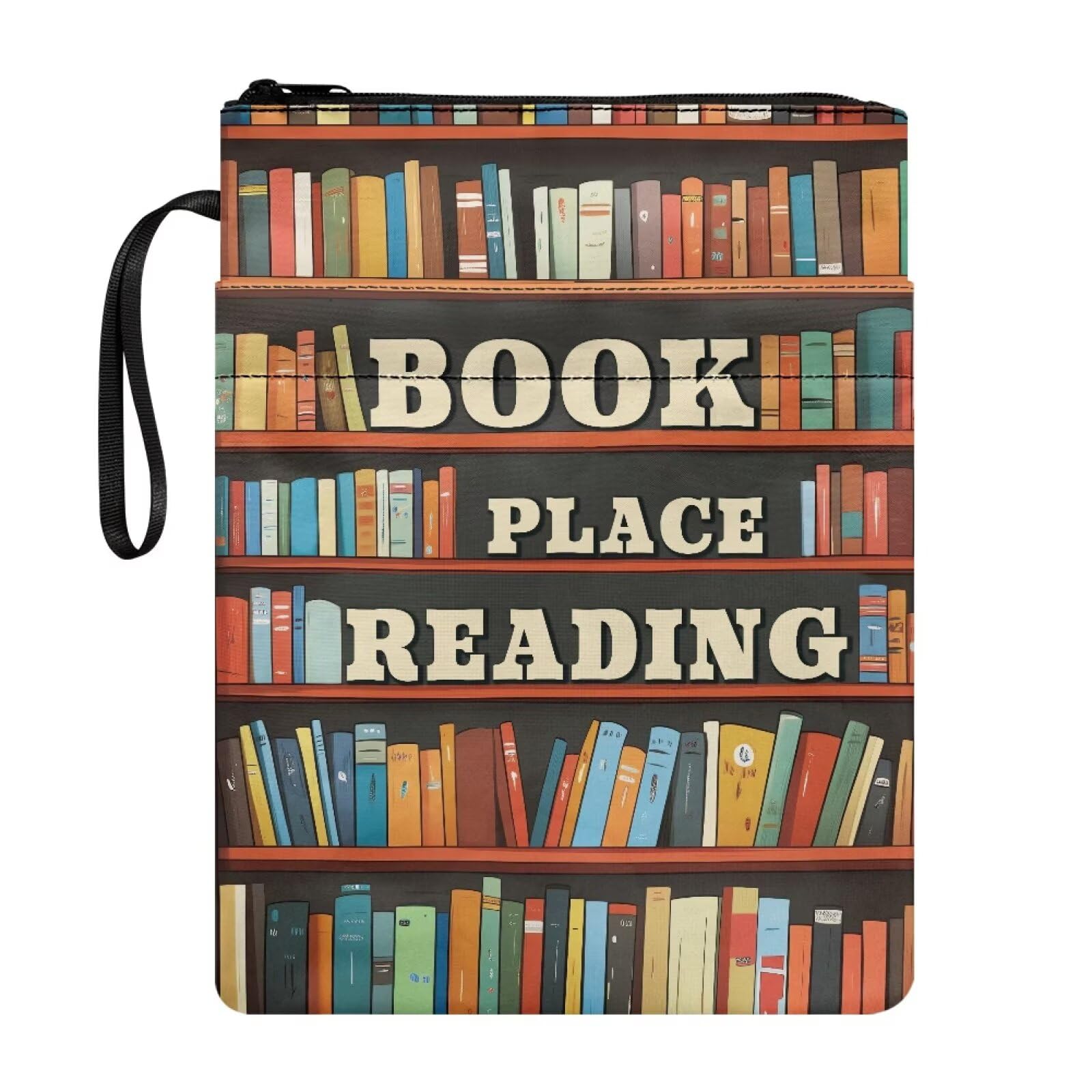 Book Place Reading Book Sleeve Protector Covers for Paperbacks Washable Fabric Book Sleeves with Zipper Closure Front Pockets, 22x29 cm — image 1