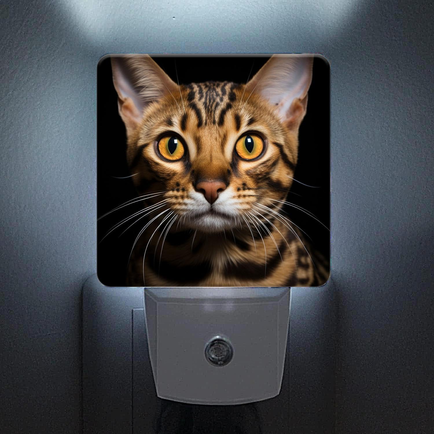ACOZUHSE Night Lights Lamp with Dusk to Dawn Sensor, Bengal Cats Beautiful Night Lights Plug Into Wall for Kids Room, Bedroom, Bathroom, Hallway and