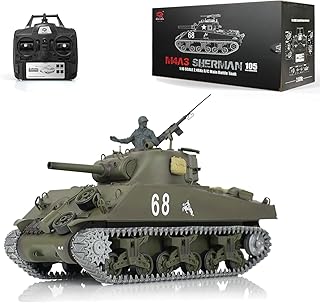 Heng Long US in Stock, RC Tank 3898 RTR 2.4G 1/16 7.0 Upgraded M4A3 Sherman Metal Tracks Smoking Generator 340° Rotating Turret Infrared Combat BB Pellets BB Shooting Airsoft Tank