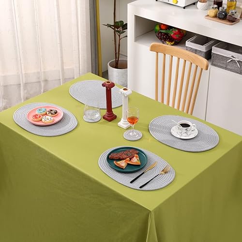 Miniatura 5 de Paquete de 6 manteles individuales tejidos, de 12 x 16 pulgadas, color gris, ovalados, de algodón, resistentes al calor, antideslizantes, manteles