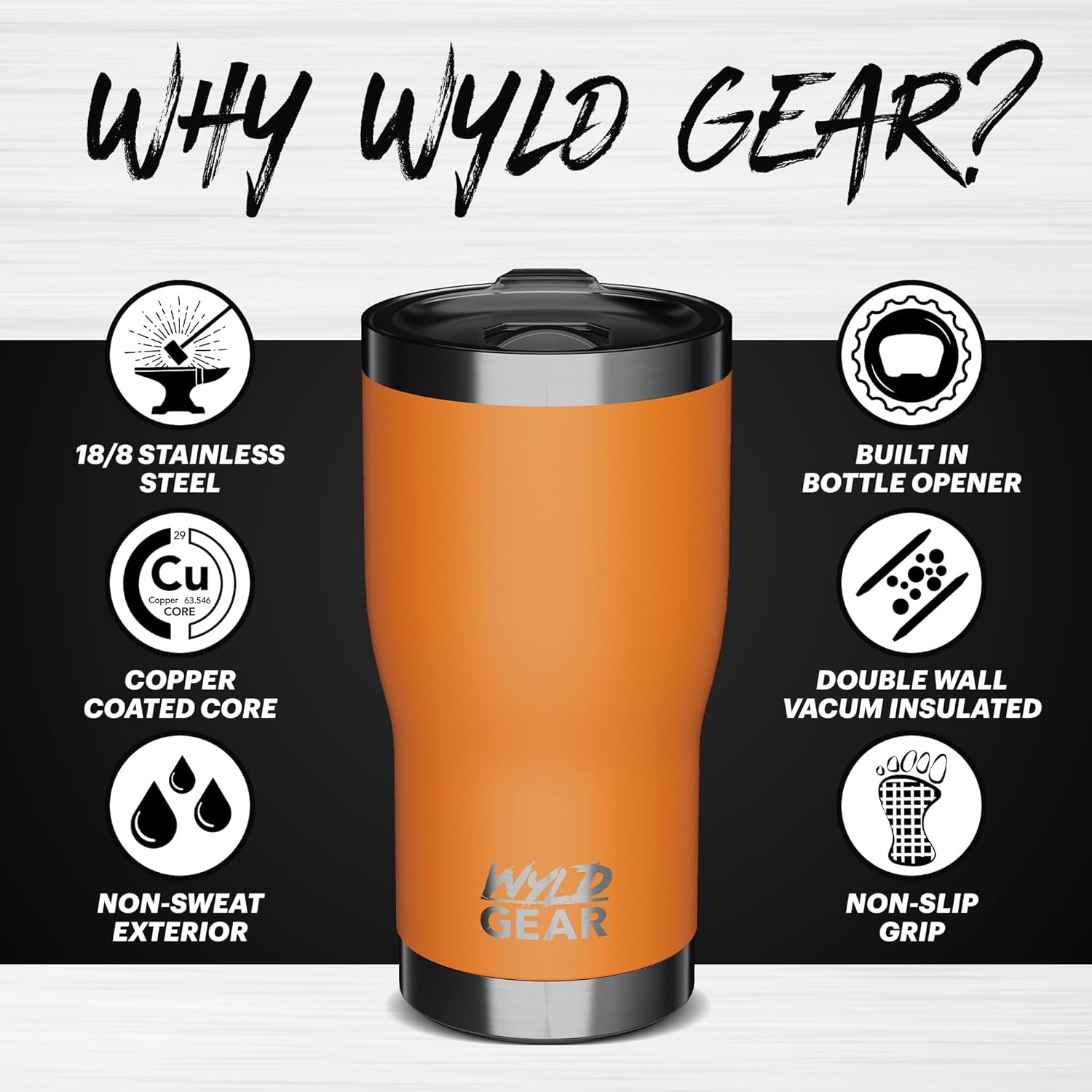 Wyld Tumbler (Burnt Orange, 20oz/591ml) - Image 4