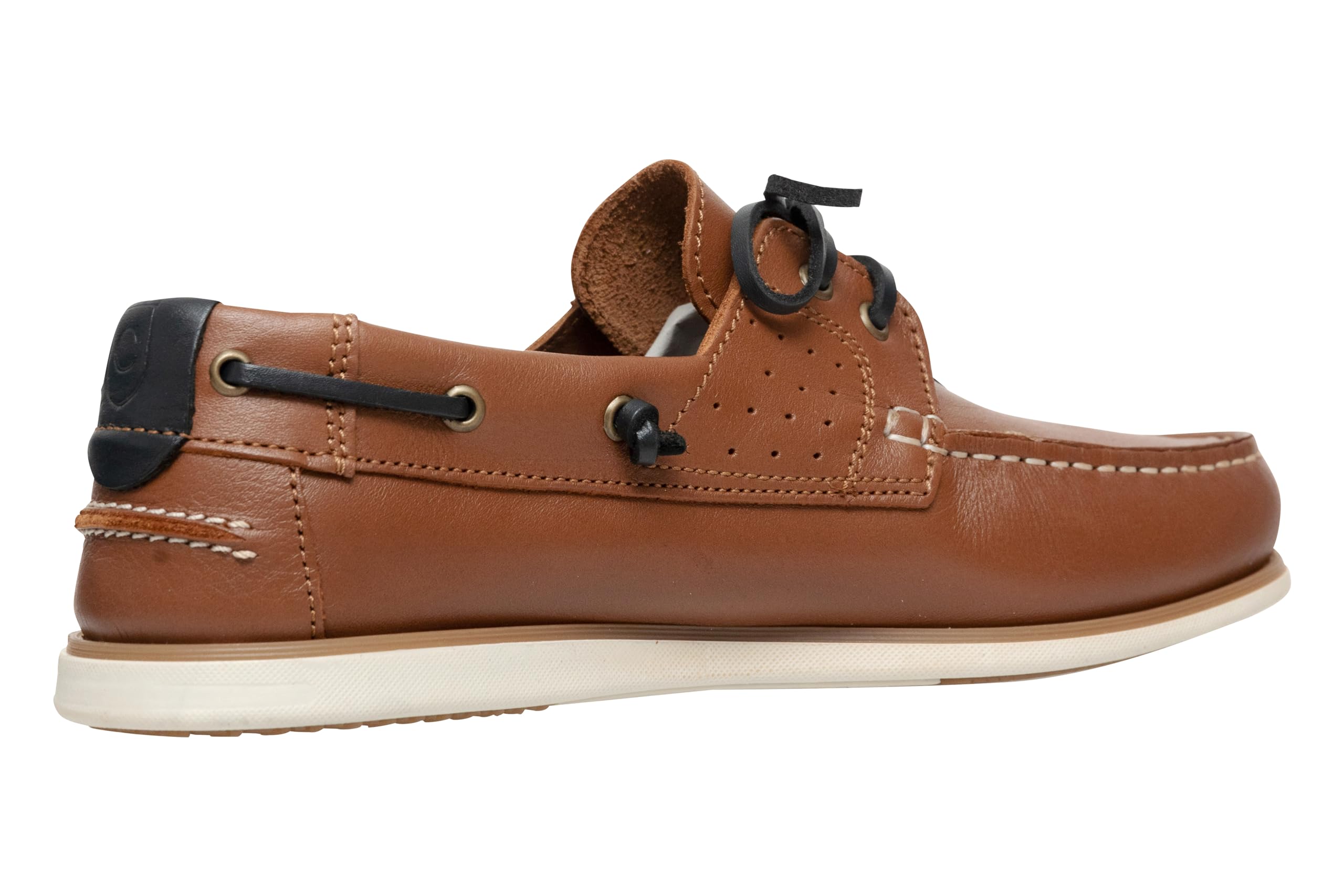 Chaussures bateau en cuir véritable pour homme Mocassins plats avec lacets en cuir en bleu foncé et marron 2 Eye Boat Shoes
