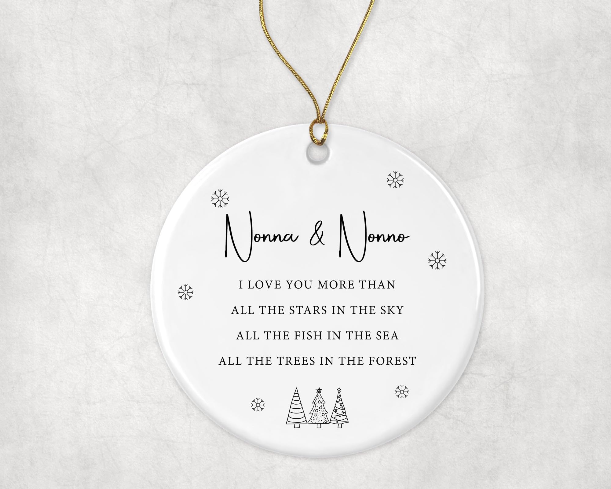 Christmas Tree Decoration Nonna & We Love You More Than All The Stars In The All The Fish In The Sea, All The Trees In The Christmas Baubles Ceramic Hanging Funny Ceramic Xmas Ornament