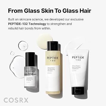 COSRX PEPTIDE 132 Hair Bonding Shampoo - Daily Scalp Treatment for Dandruff, Repairs & Strengthens All Dry and Damaged Hair Types - 6.76 fl oz