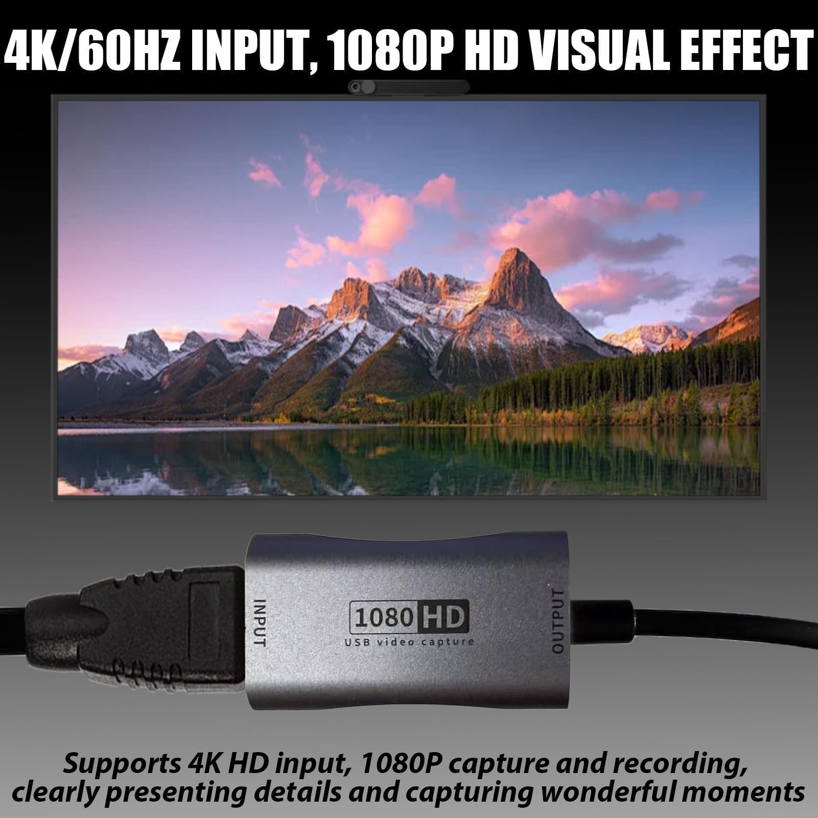 Carte de Capture vidéo 4K HDMI vers USB C 3.0 Capture Vidéo 1080P 60FPS Carte d'acquisition vidéo pour Streaming & Enregistrement la vidéoconférence ou la Diffusion en Direct - 3