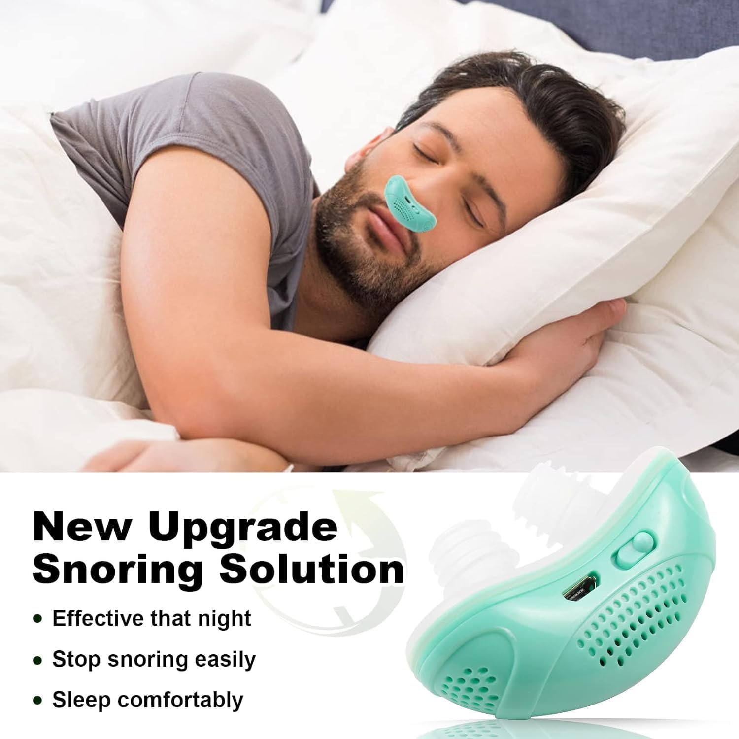 Anti Snoring Devices, Effective Snoring Prevention, Twin Turbine Electric Adjustable and Breathabl, Snoring Solution for Men and Women, Suitable for All Nose Shapes, snoring Solution Green
