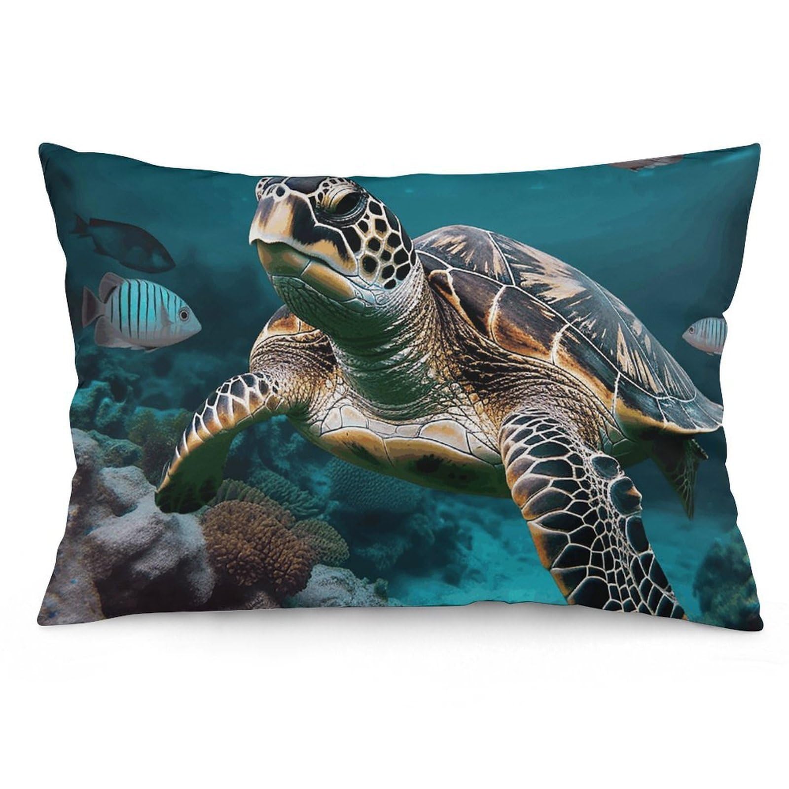 2 Pack Pillow Cases for Hair and Skin, Soft Breathable Pillow Case Covers with Hidden Zipper, Ocean Animal Turtle-1 Pillowcase 12 "x20 Pillow Covers for Sleeping Gift