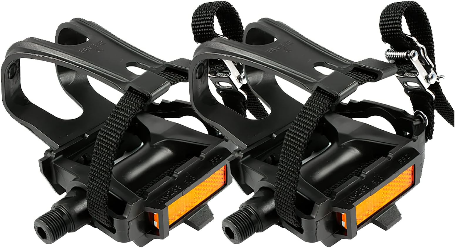 Black Bike Pedal Straps: Bike Pedal with Toe Clips And Straps, for Exercise Bike, Spin Bike And Outdoor Bicycles, 1 Pair Nylon Cycling Pedals Platform Pedals