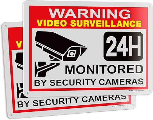 Vista 20 de iSYFIX Señal de advertencia de videovigilancia – 1 paquete de 1 paquete reflectante plateado de 7 x 6 pulgadas – 100% libre de óxido de aluminio
