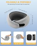 Memory Foam Travel Neck Pillow, Ergonomic Cervical Support Pillow, Removable Washable Cover Neck Pillow for Airplane Car Road Trip Office Naps Camping (Grey)