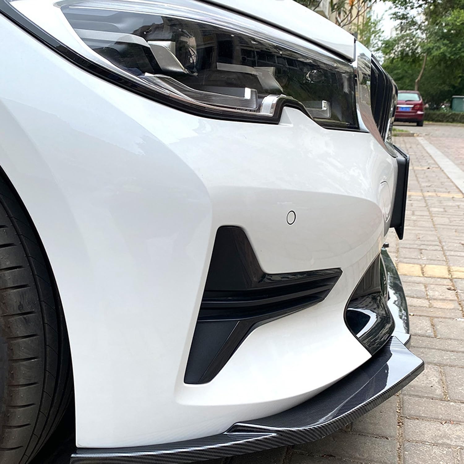 Auto Front Splitters,Car Front Bumper Lip,Car Front Bumper Spoiler,Compatible with 3 Series G20 G21 320i 325i 2019-2022,Carbon Fiber Pattern
