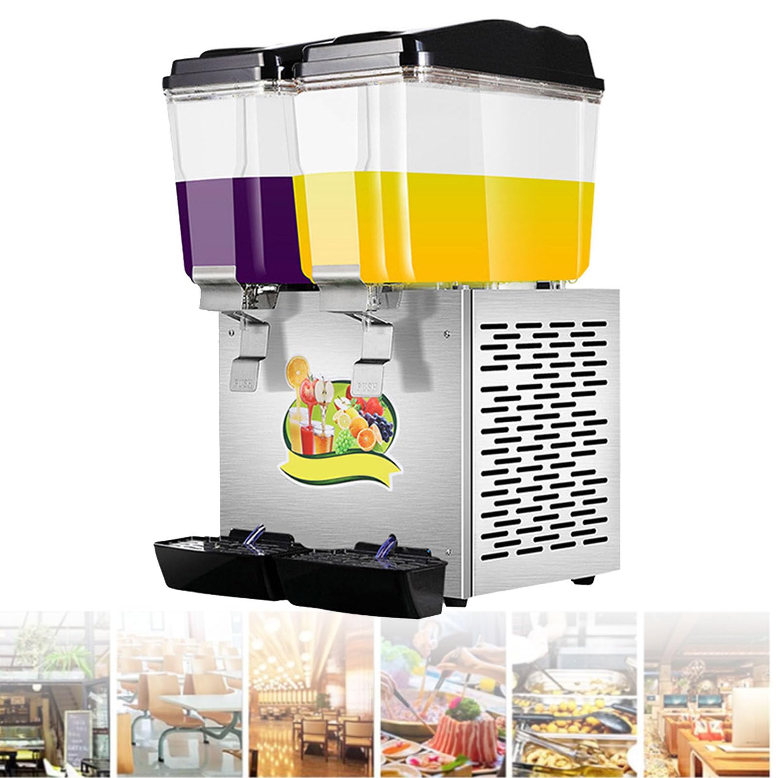 IUYytEW Commercial Drink Dispenser, Food Grade Material Stainless Steel Beverage Dispenser With Thermostat Controller For Cold Drink,Silver
