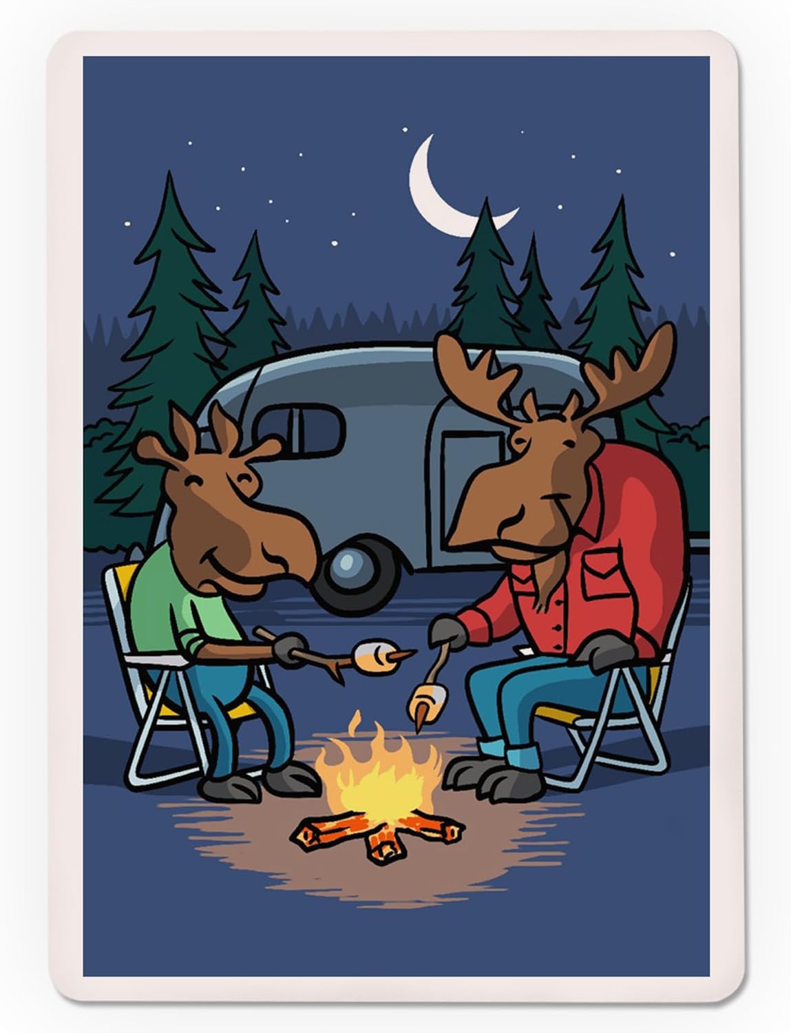 Lantern Press Moose Campout, Mid-Century Inspired, Campfire, 52 Playing Cards for Adults, Poker Size Card Deck