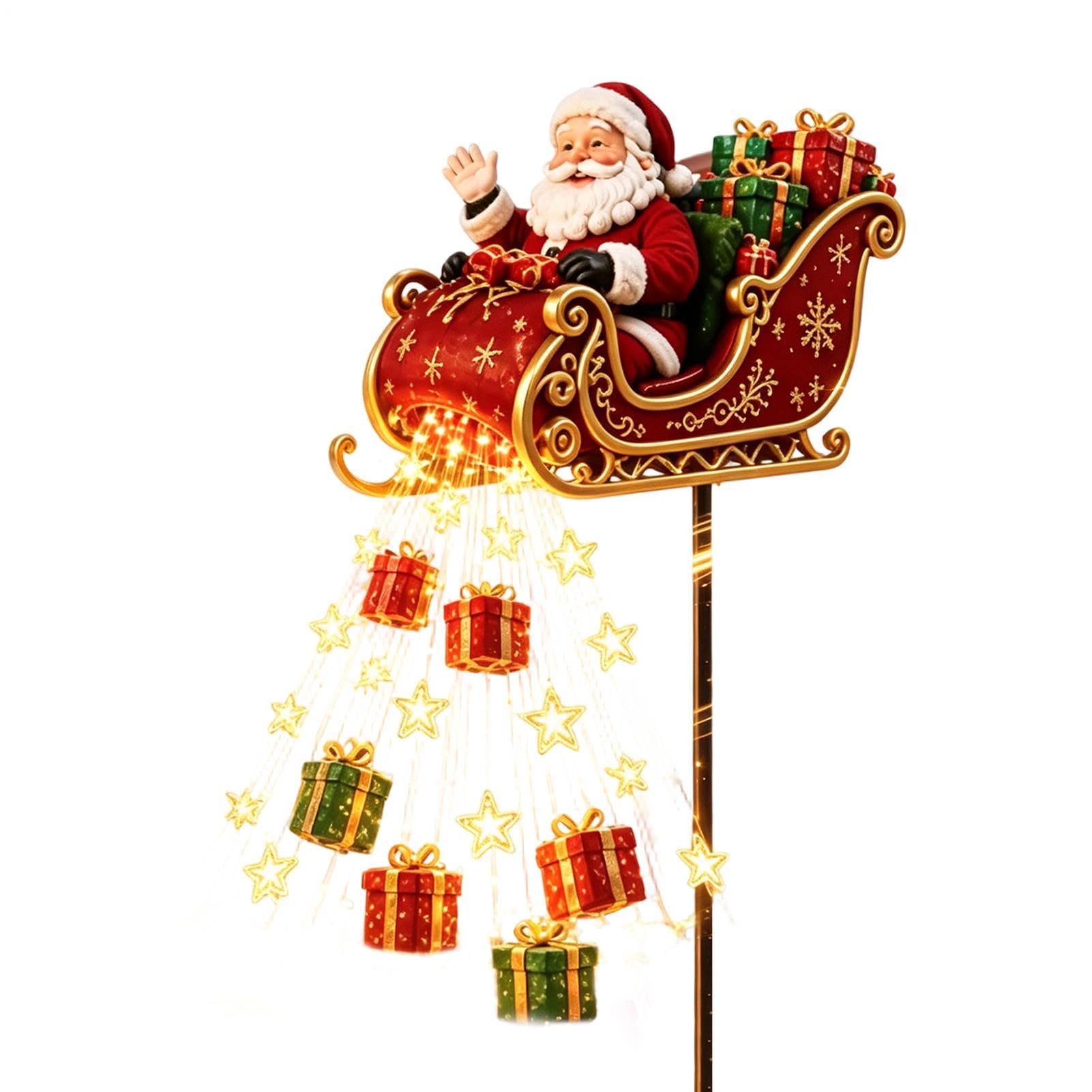 2026 Santa's Flying Sleigh Gift Cascade,Solar Christmas Garden Stake Light
