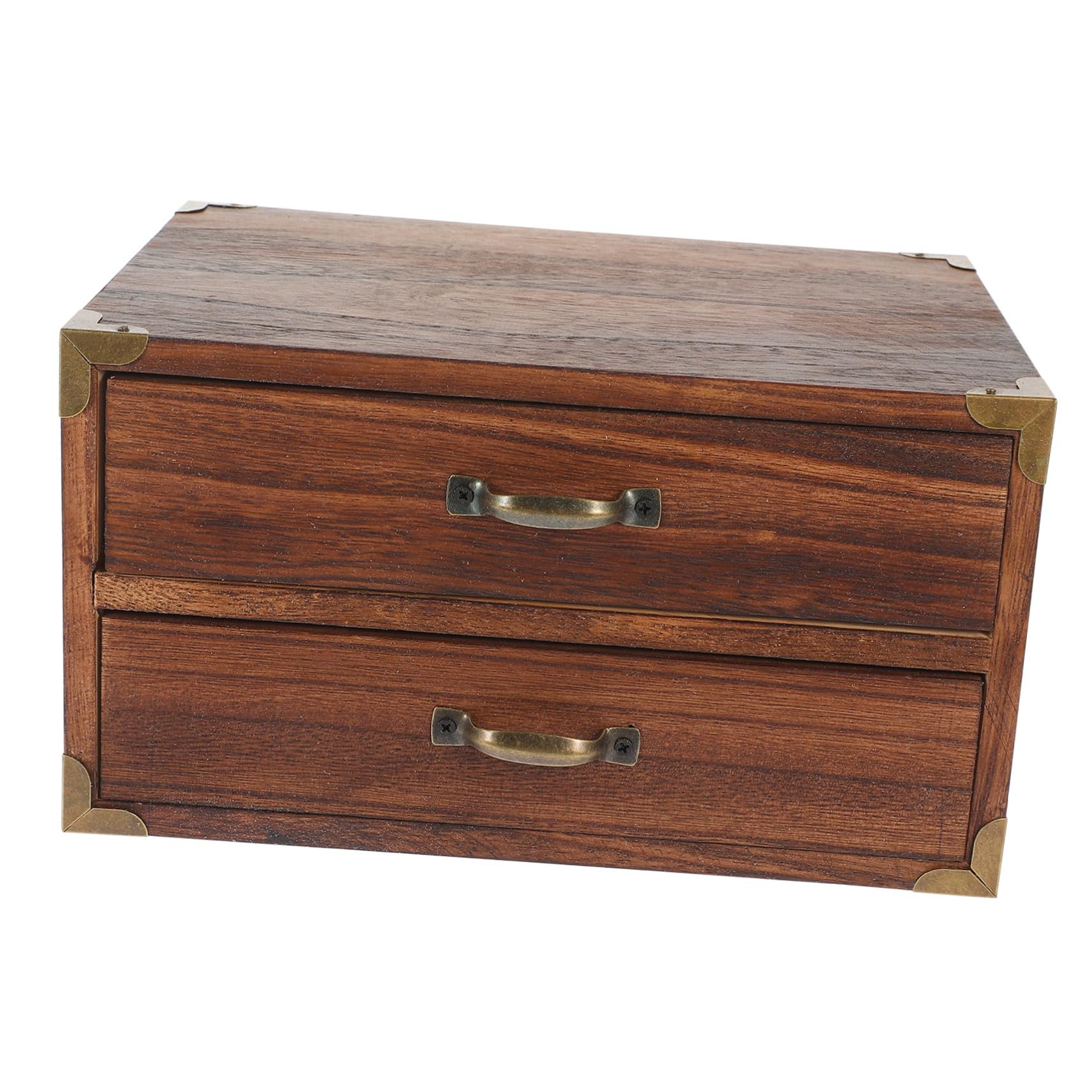 PRETYZOOM Caja De Almacenamiento De Madera Vintage Con Cajones Para Escritorio Organizador De Mesa Para Oficina Y Cosméticos