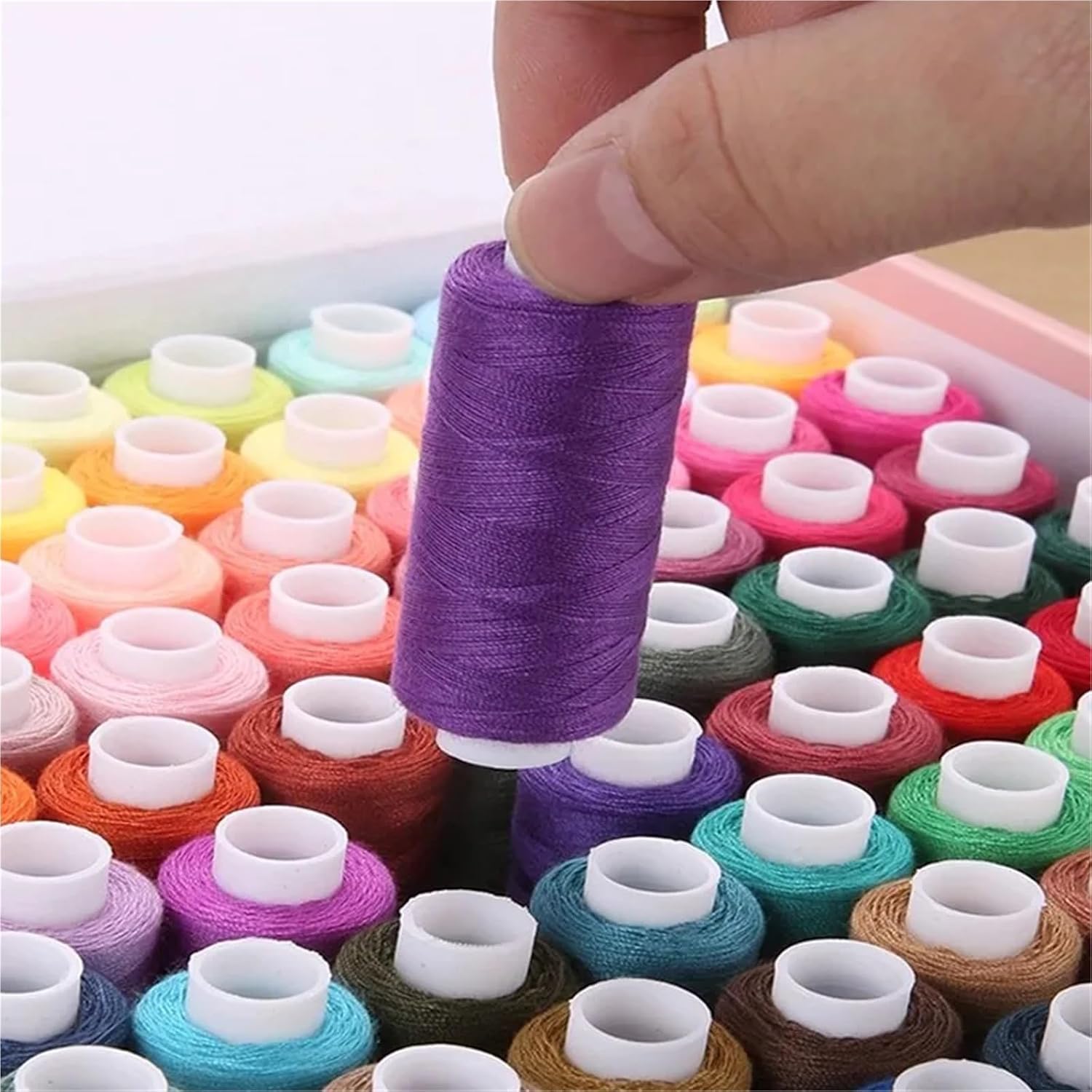 Anenog Sewing Kit for Adults 5Set Colourful Bobbins Sewing Thread Beginners Sewing Thread Roll Household DIY(Set-B)