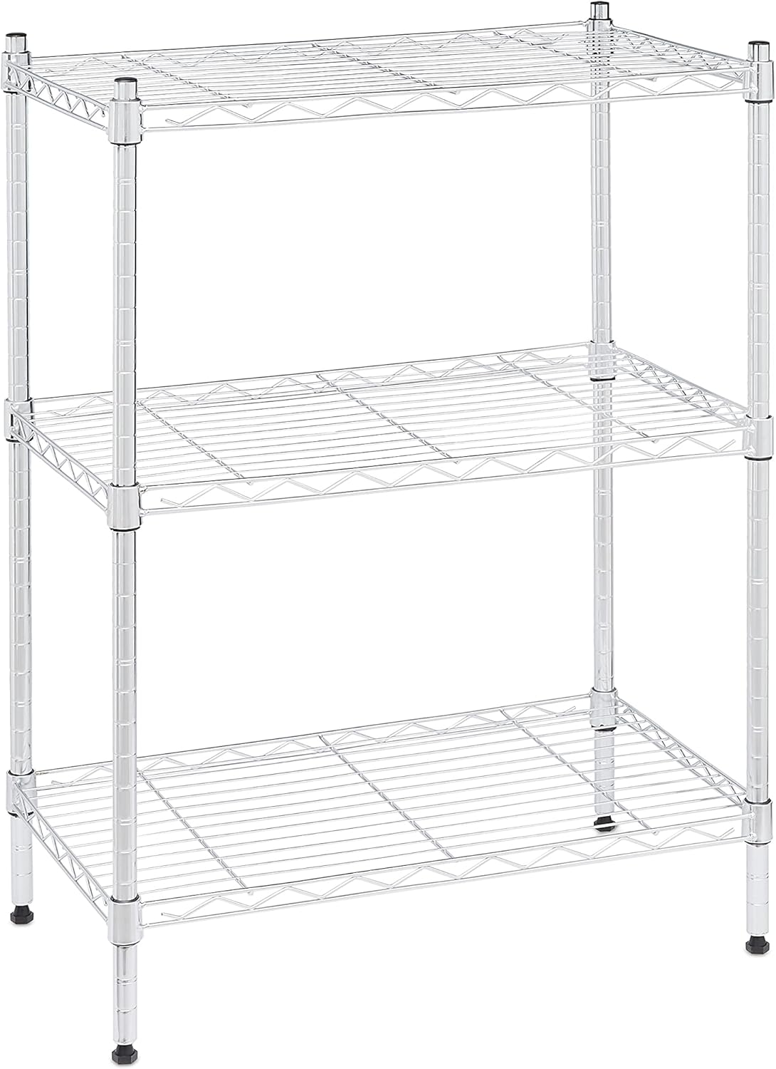  Basics 5-Shelf Shelving Storage Unit on 4'' Wheel Casters, Chrome Silver (30L x 14W x 64.75H) & 3-Shelf Heavy Duty Shelving Storage Unit on 2' Wheel Casters, Chrome (23.2L x 13.4W x 32.75H) : Tools & Home Improvement
