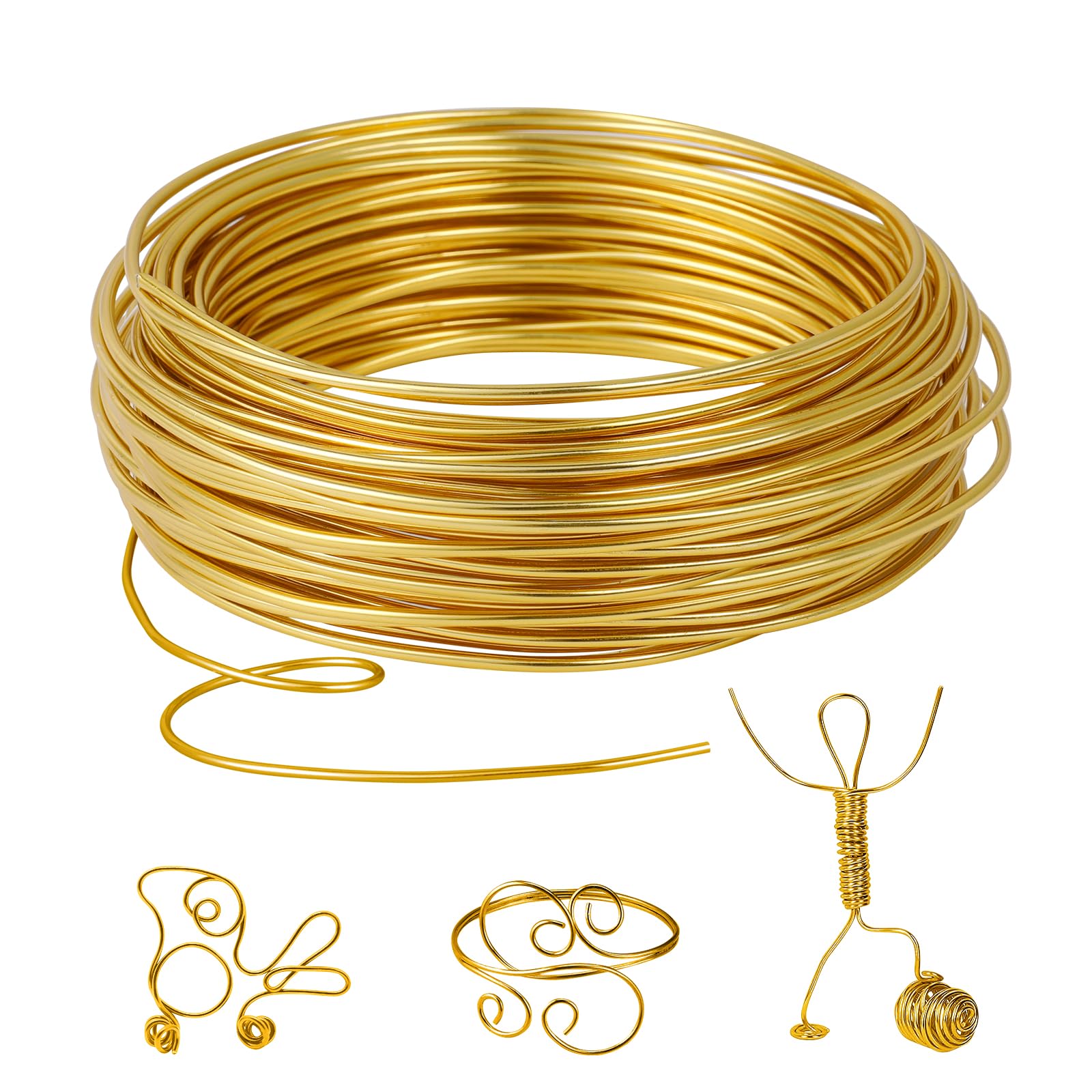 Romon Aluminum Craft Wire 2mm X 10M, Flexible Silver Aluminum Wire, Aluminum Wire for Crafts and Jewelry Making (Gold)