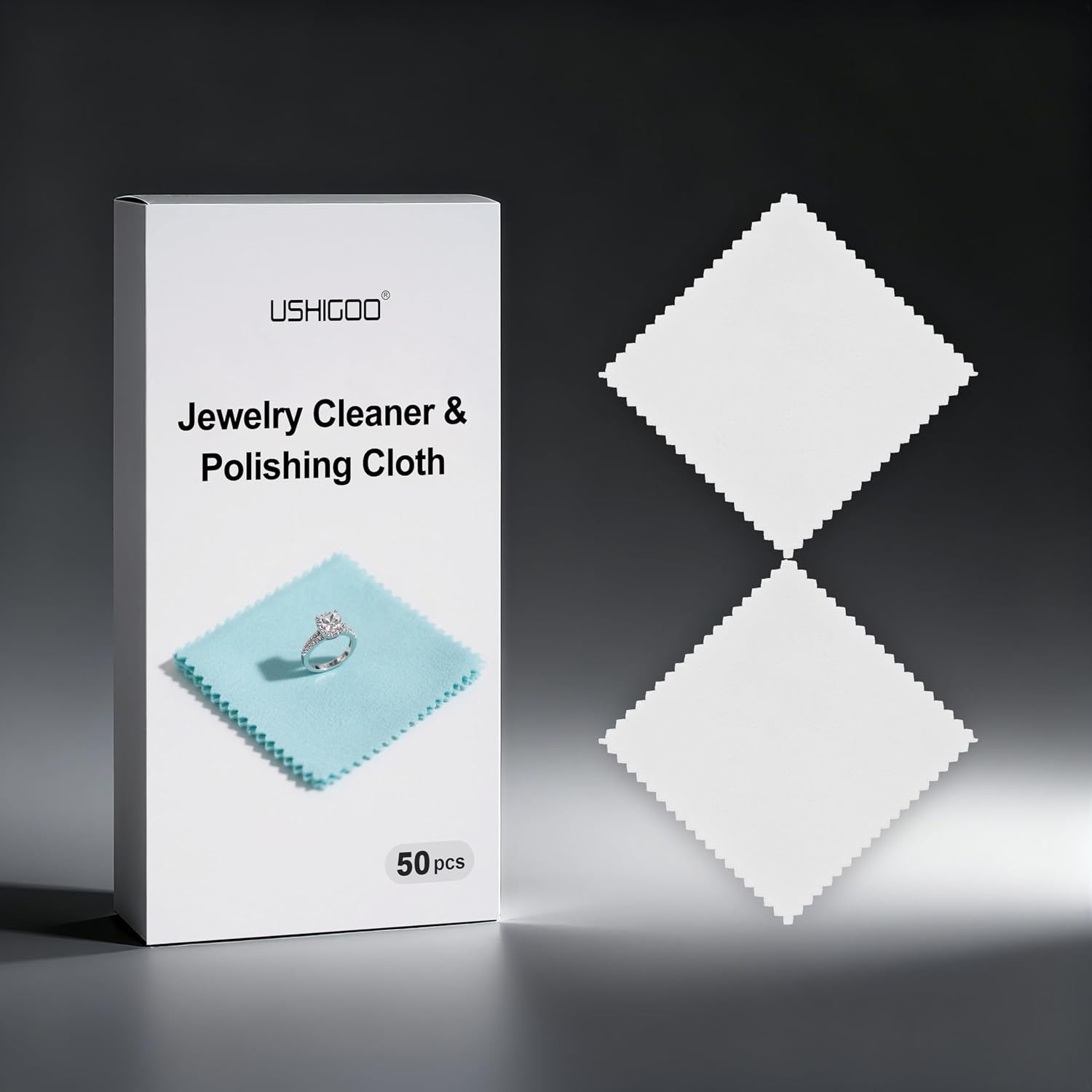 Jewelry Cleaning & Polishing Cloth, 50pcs, 3x3, White