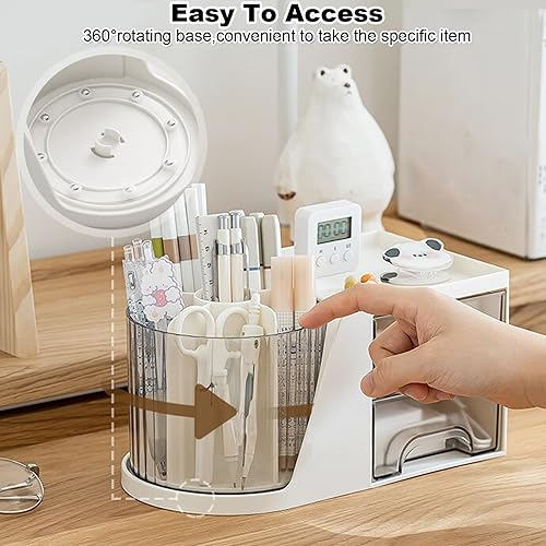 Miniatura 4 de Marte Vanci Organizador de escritorio, organizador de maquillaje de plástico con cajones, caja de almacenamiento de papelería de escritorio con