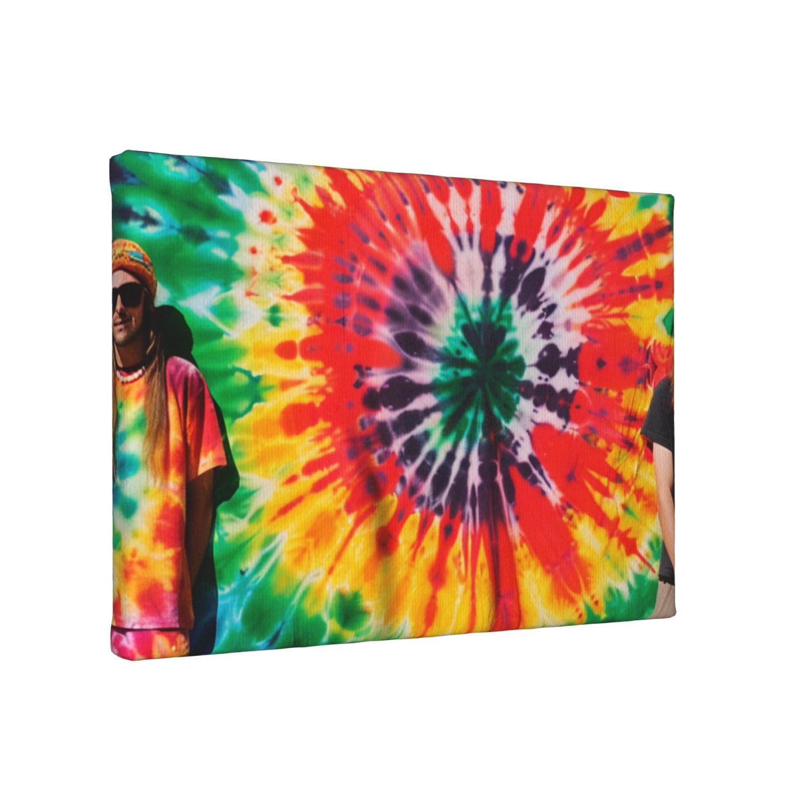YKLJG Tie Dye Hippies Printed Wall Art Canvas Painting 30x20 CM Wooden Framed Picture Painting Artwork Prints for Bedroom Kitchen Home Office Decor