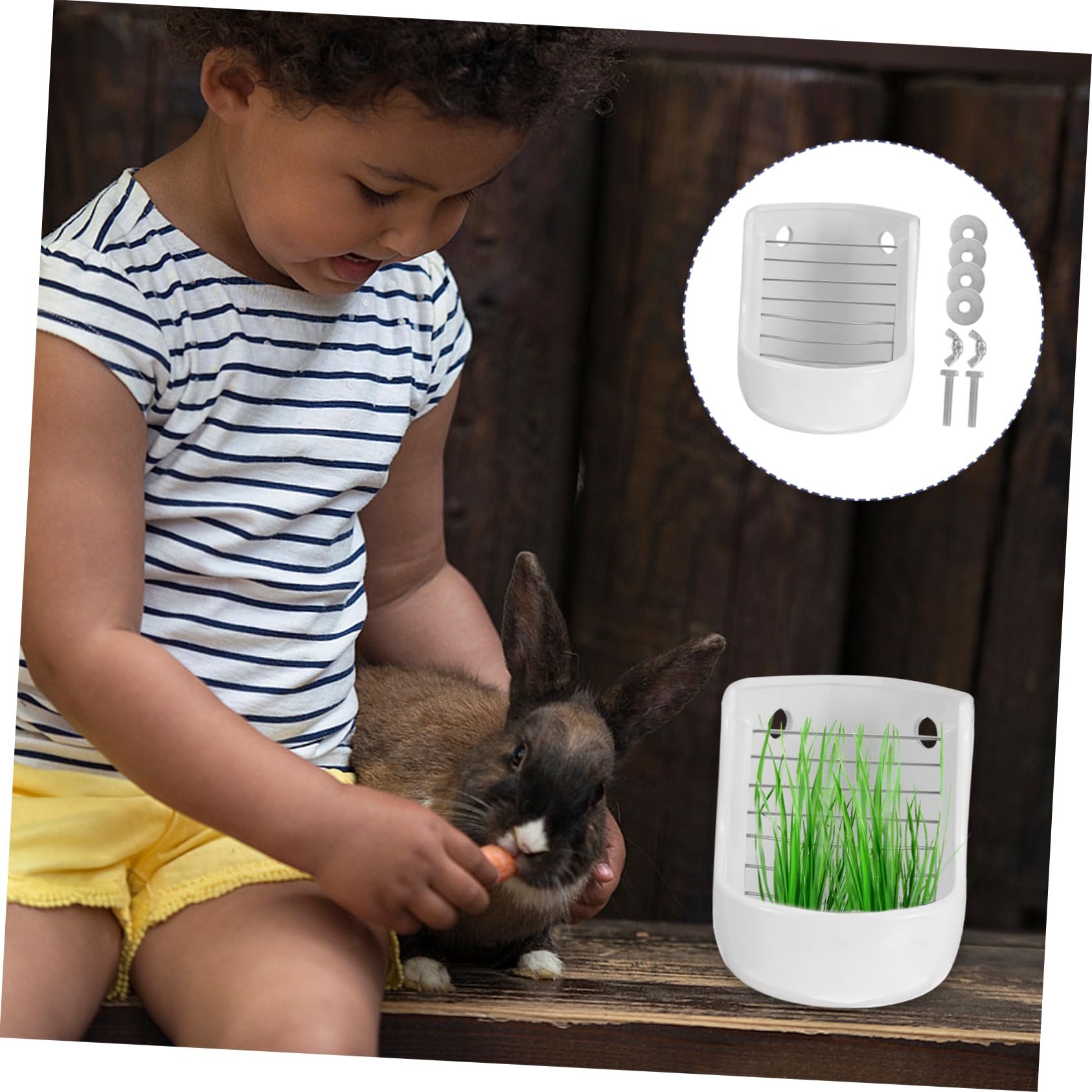 Mangiatoia per Cibo e Fieno per Piccoli Animali Realizzata in Ceramica di Facile da Collegare Gabbie Altezza per Conigli e Porcellini