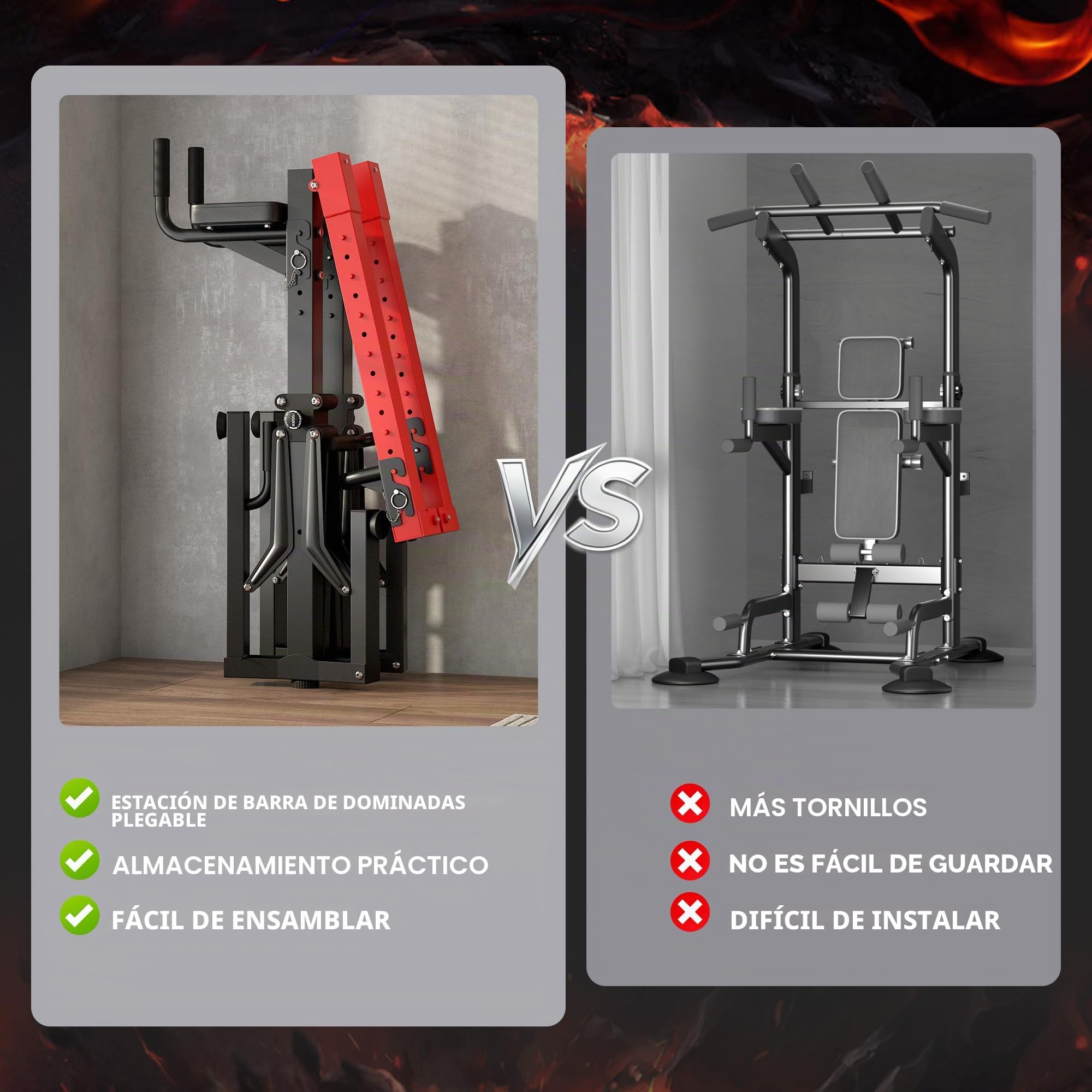 SogesPower Power Tower - Estación de potencia multifunción plegable con barra de dominadas ajustable y silla romana ajustable, ideal para calistenia y vivienda