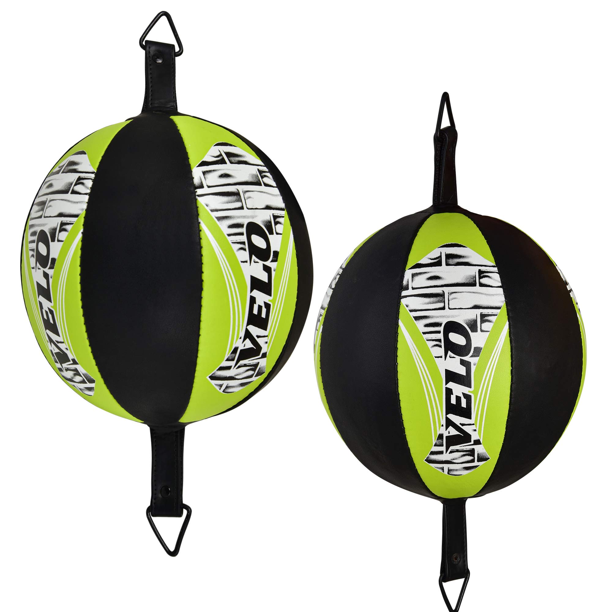 VELO Bean Ball Leather Double End Dodge MMA Boxing Floor to Ceiling Punch Bag. (Green)