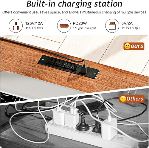 Miniatura 5 de Escritorios de oficina en casa de 59 pulgadas, escritorio ejecutivo, escritorio para computadora de granja con 7 cajones y estación de carga, cajón