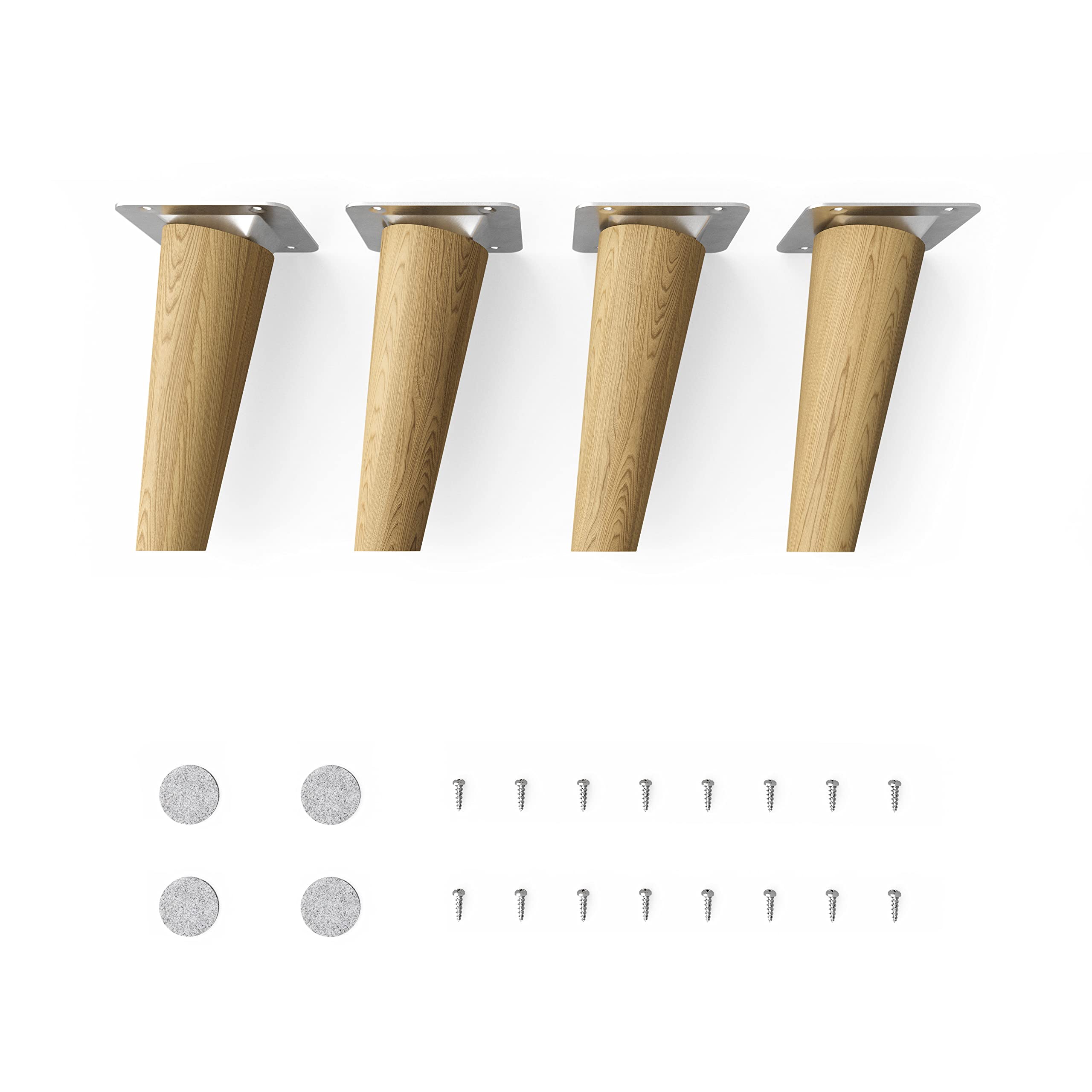 Sossai® Wooden furniture feet - Clif Round | oil finish | height: 12 cm | HMF2 | round conical (slanted design) | material: solid wood (oak) | for chairs, tables, cupboards