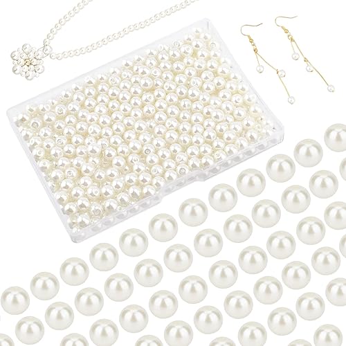 Pandahall Elite, perlas pequeñas redondas brillosas. Canutillos surtidos de raso para joyas. Paquete de caja redonda., Vidrio, Azul claro, 6MM