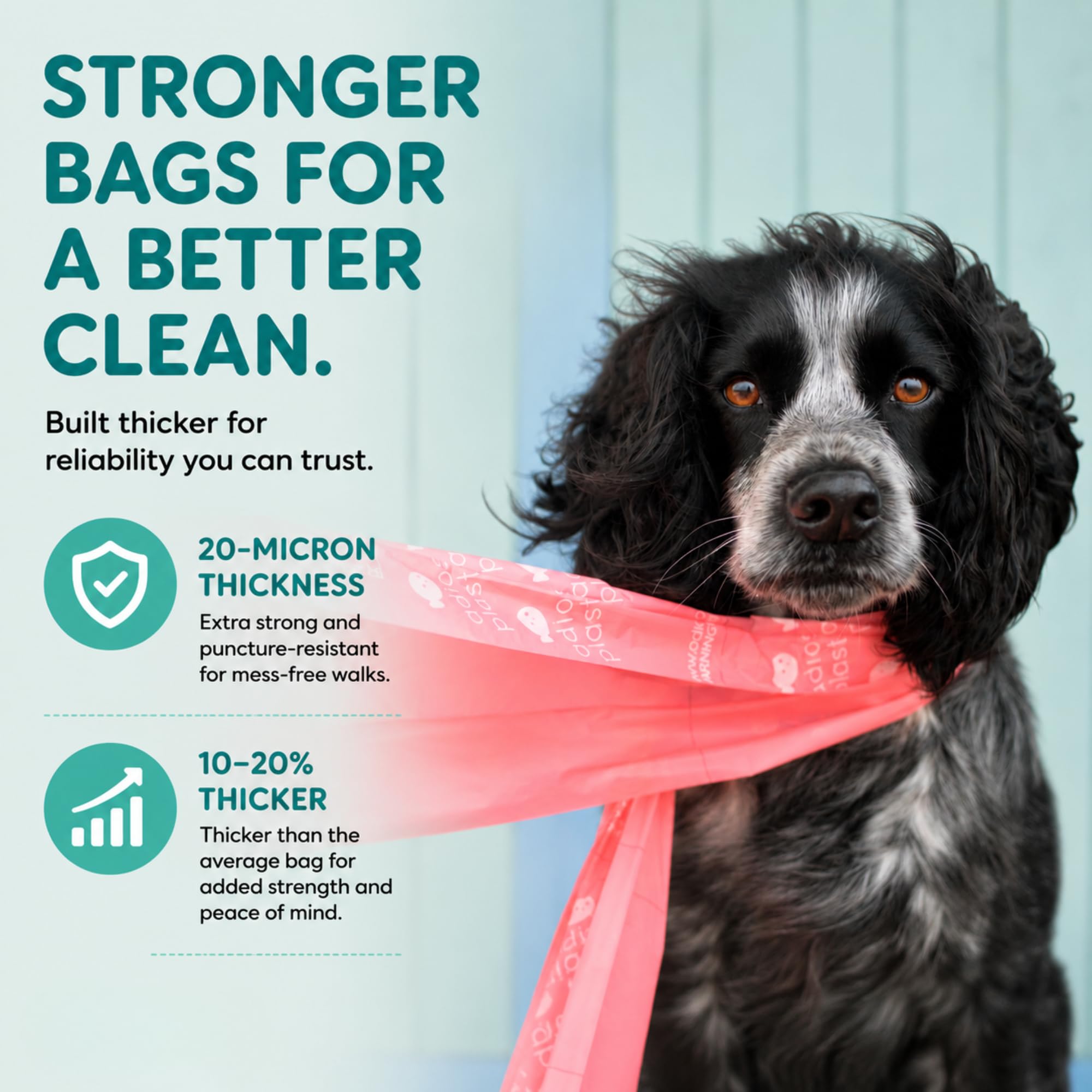 Adios Plastic - Bolsas compostables para excrementos de perro con asas, 360 unidades (24 rollos) - Colores arcoíris - Bolsas extra gruesas, a prueba de fugas, a prueba de olores - Hechas de almidón de